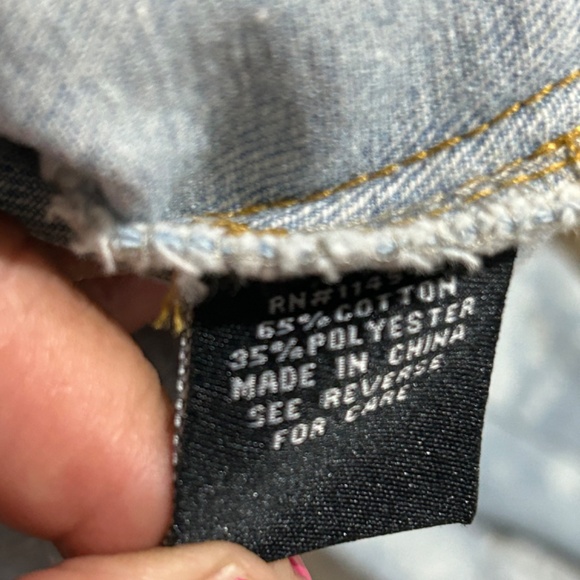 Indigo Saints Denim Light Wash Distressed Shorts and Jacket Set Raw Hem - Picture 9 of 10